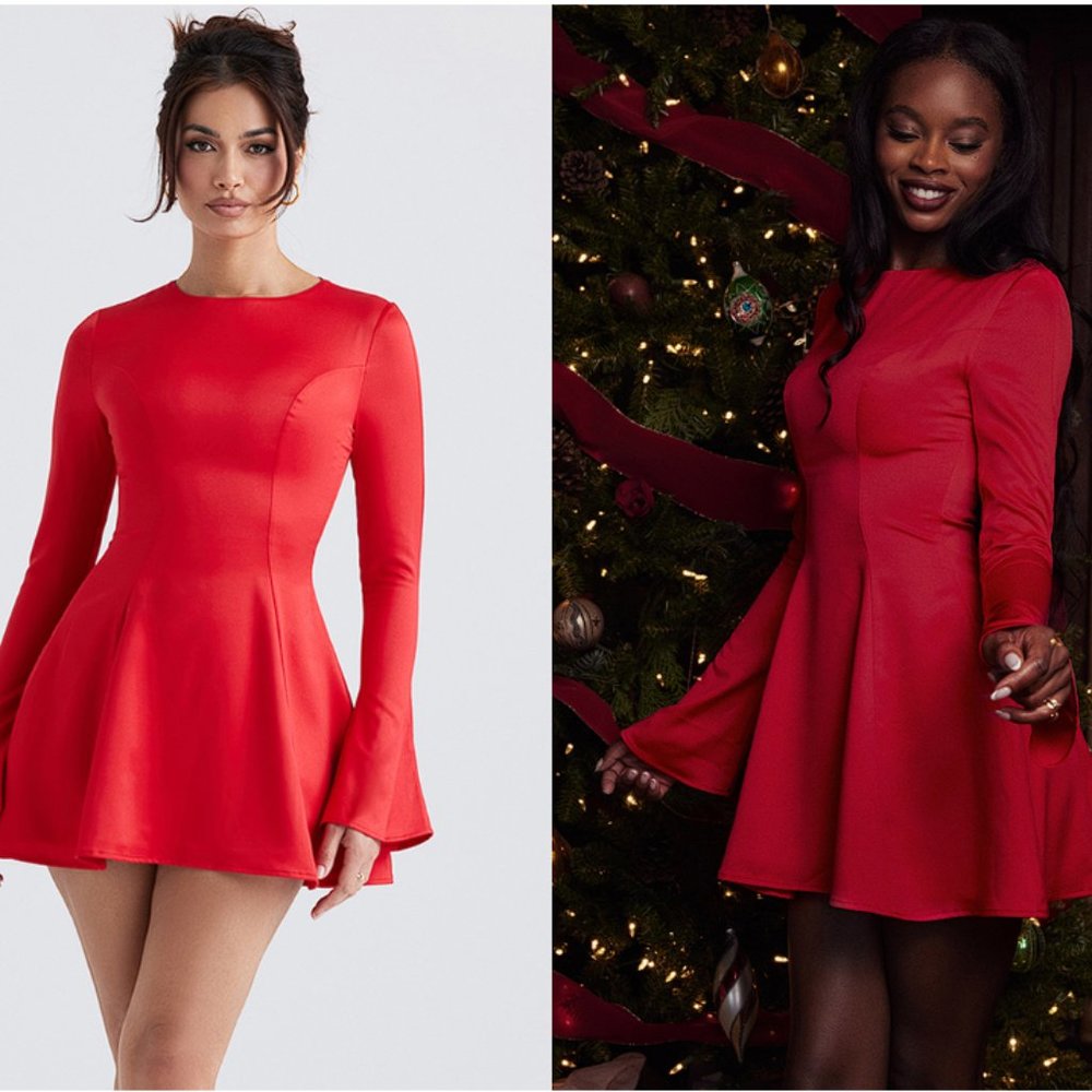 HOUSE OF CB 'Sacha' Red Satin Mini Dress NWOT